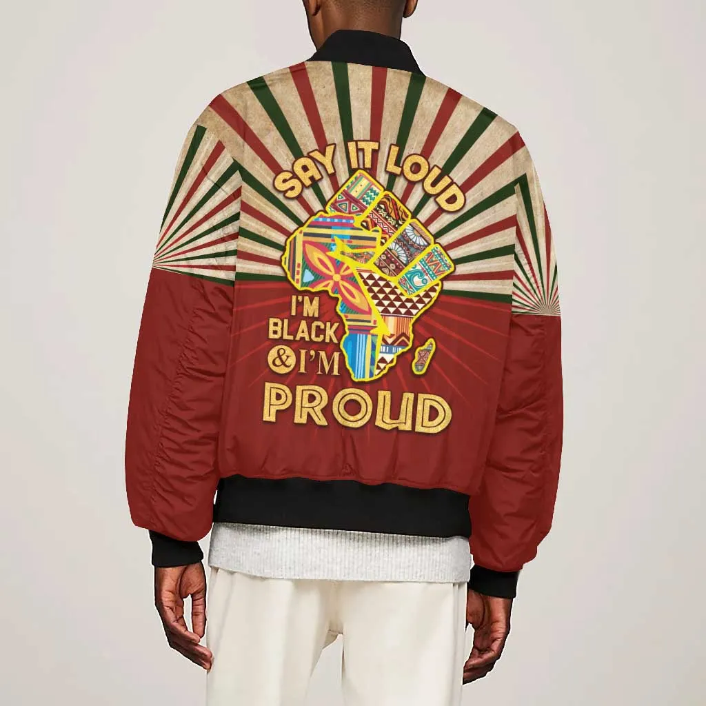 Proud African Bomber Jacket - Hand Up Africa Map Art DT02