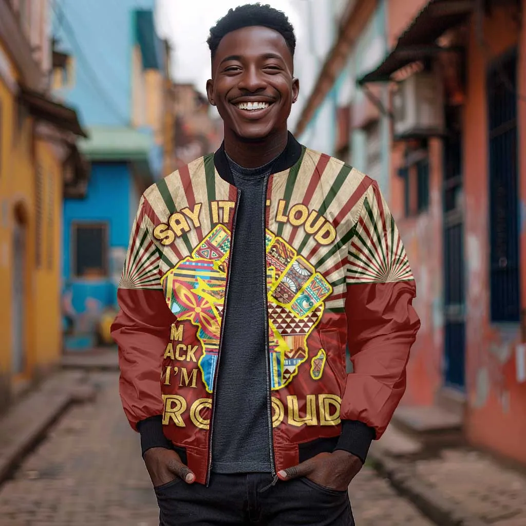 Proud African Bomber Jacket - Hand Up Africa Map Art DT02