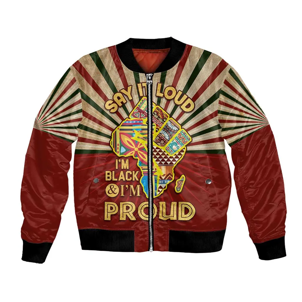 Proud African Bomber Jacket - Hand Up Africa Map Art DT02