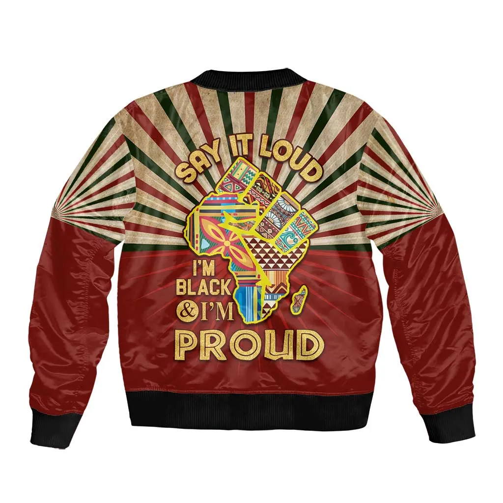 Proud African Bomber Jacket - Hand Up Africa Map Art DT02