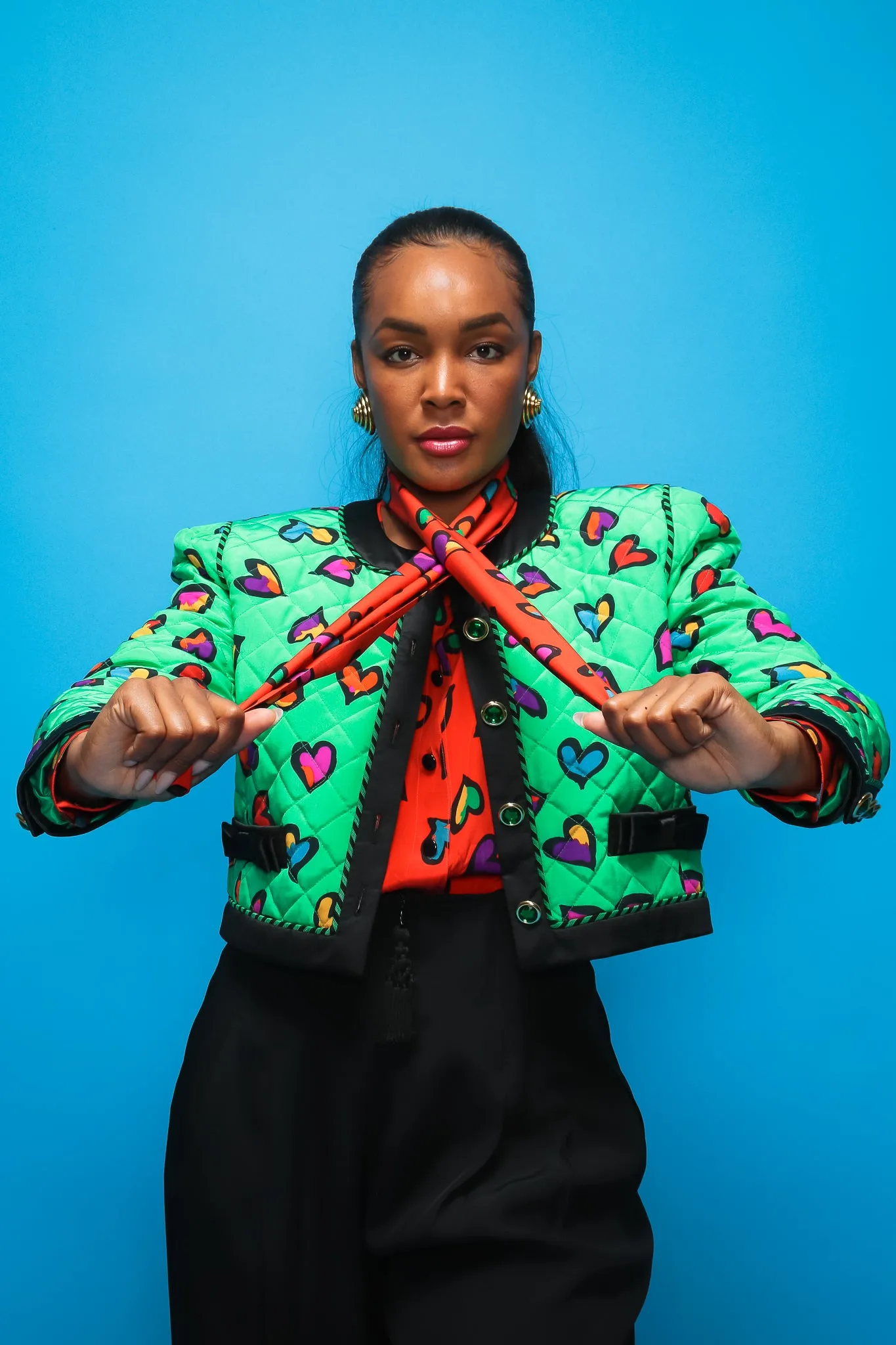 Quilted Graffiti Heart Print Jacket