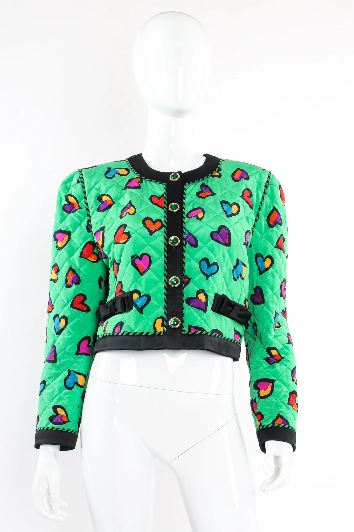 Quilted Graffiti Heart Print Jacket