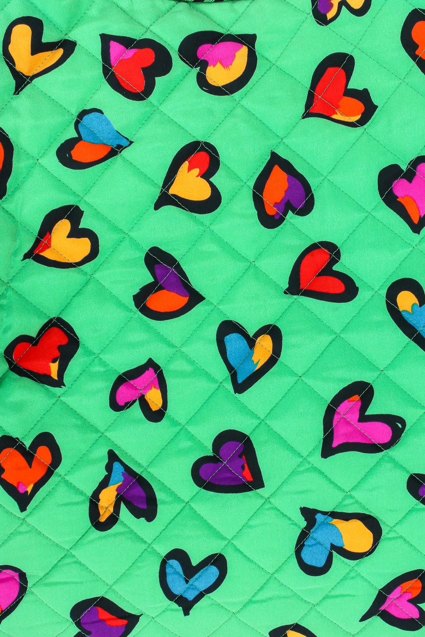 Quilted Graffiti Heart Print Jacket