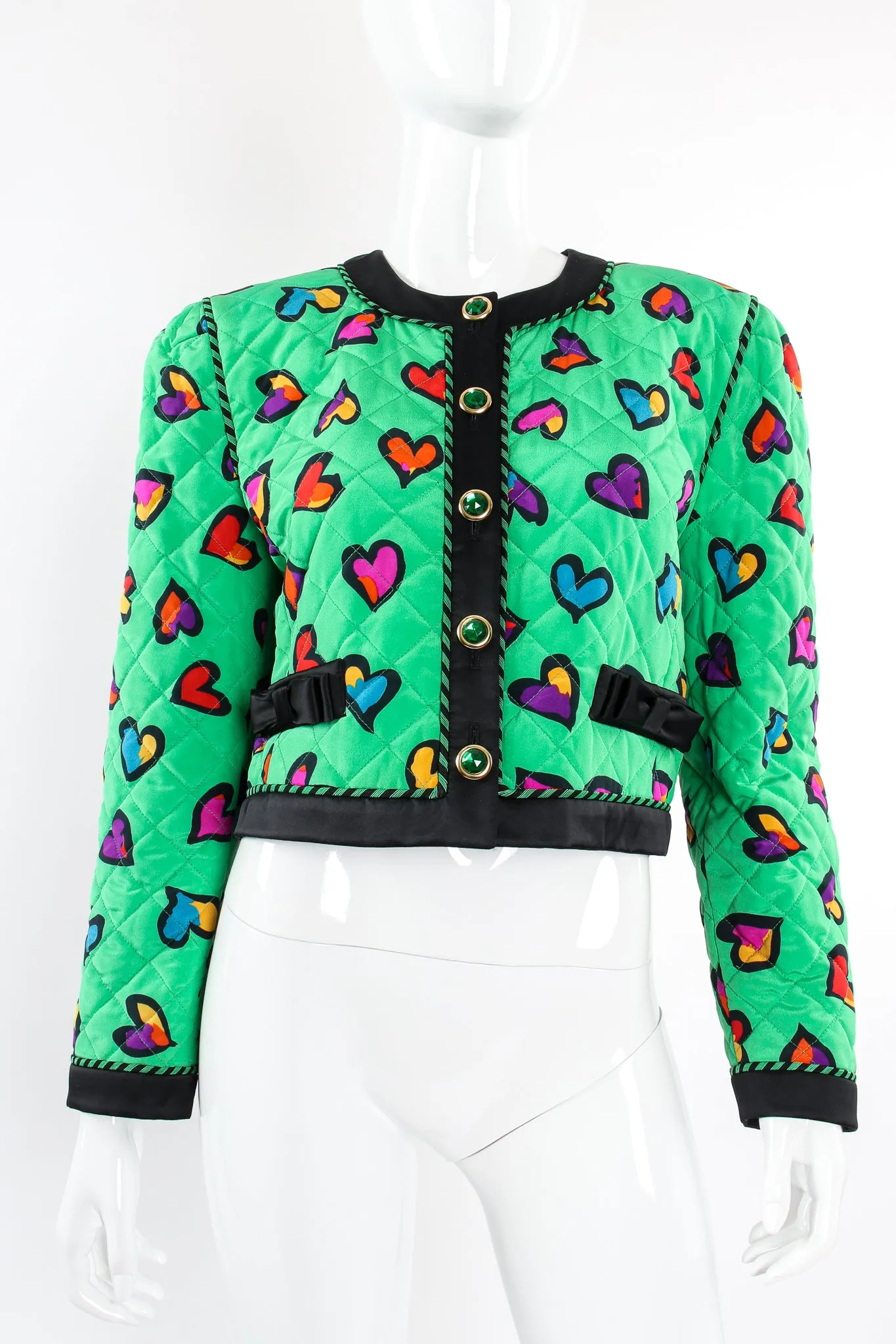 Quilted Graffiti Heart Print Jacket