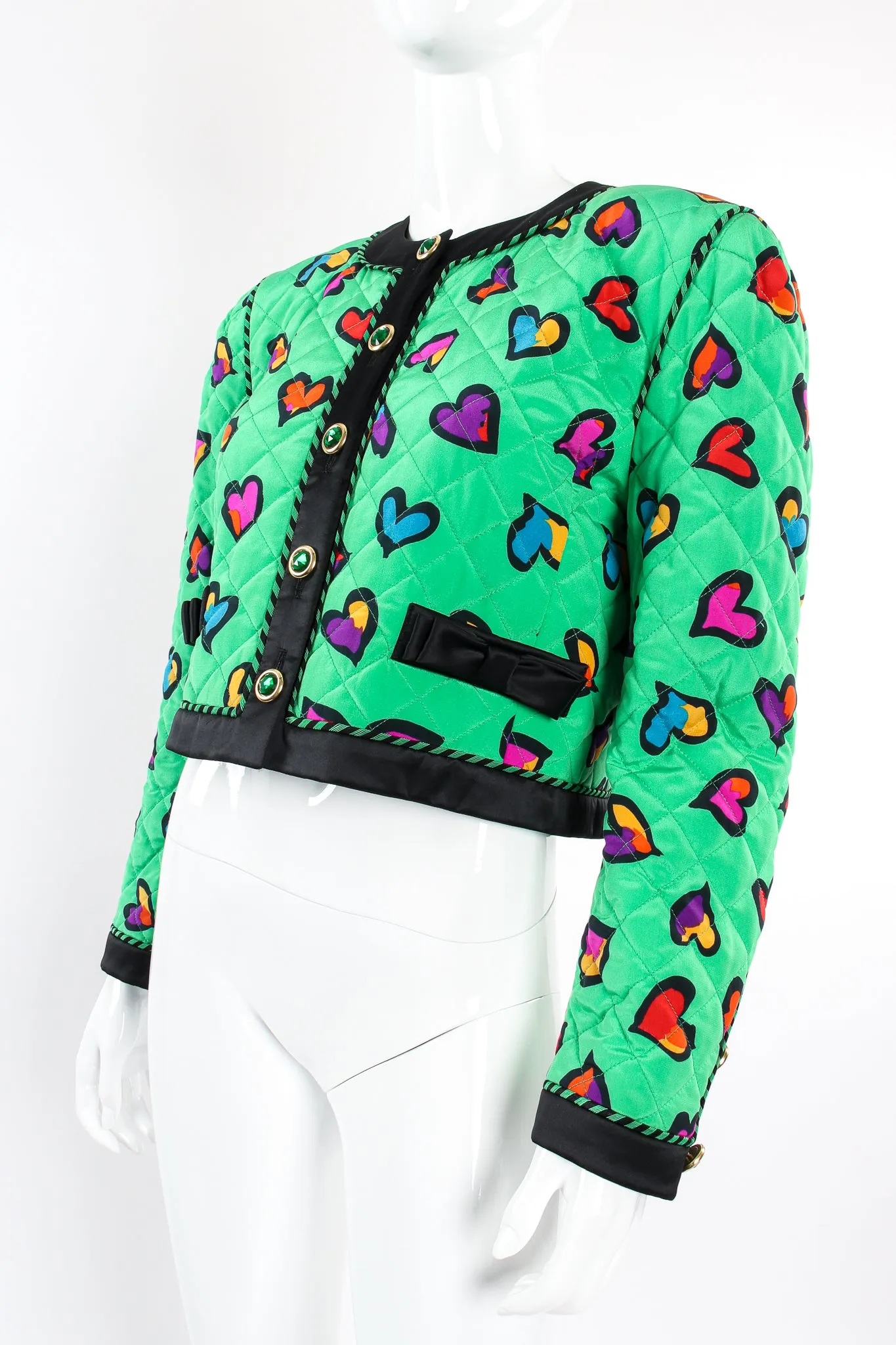 Quilted Graffiti Heart Print Jacket