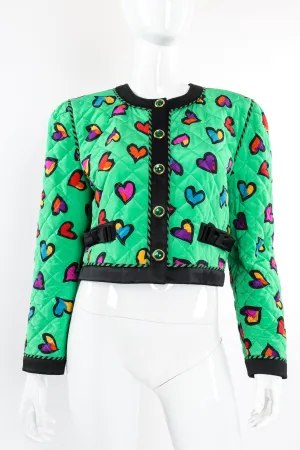 Quilted Graffiti Heart Print Jacket