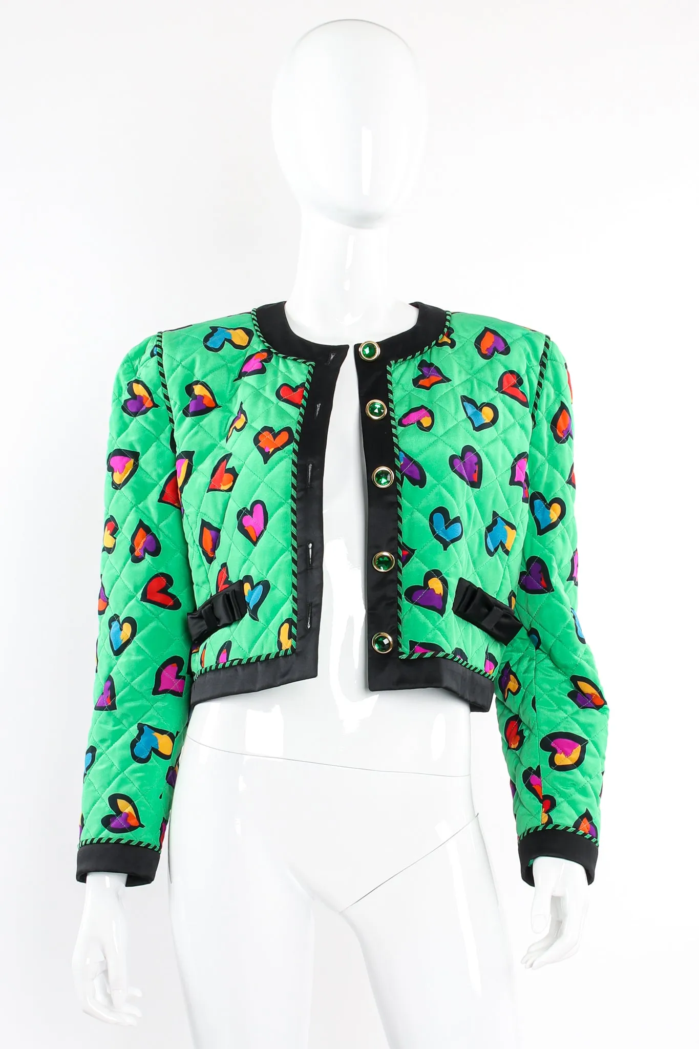 Quilted Graffiti Heart Print Jacket