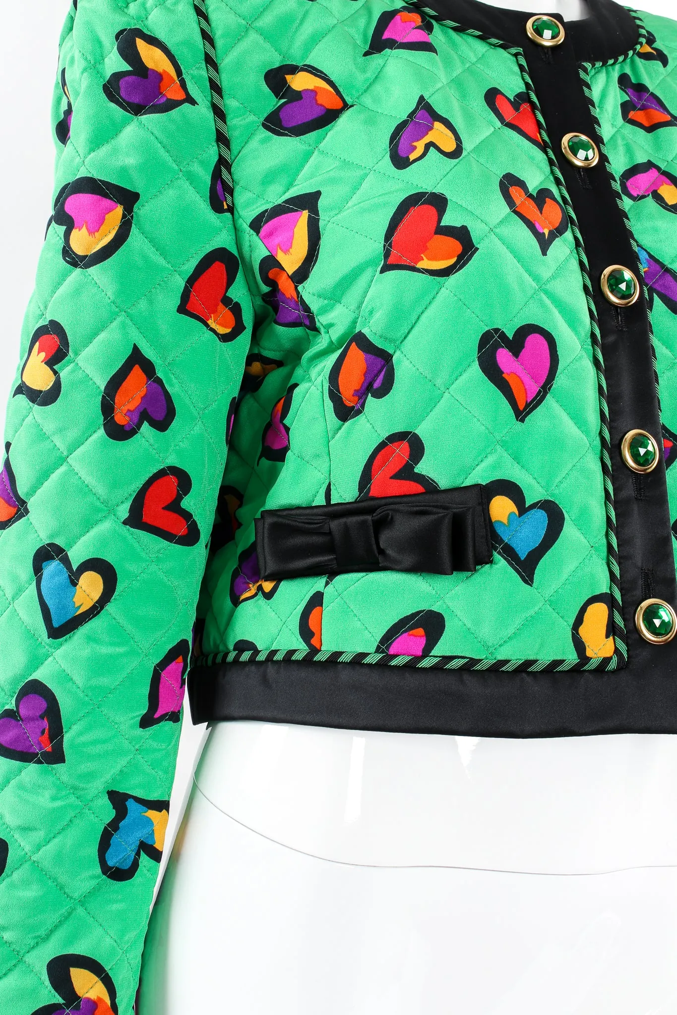 Quilted Graffiti Heart Print Jacket