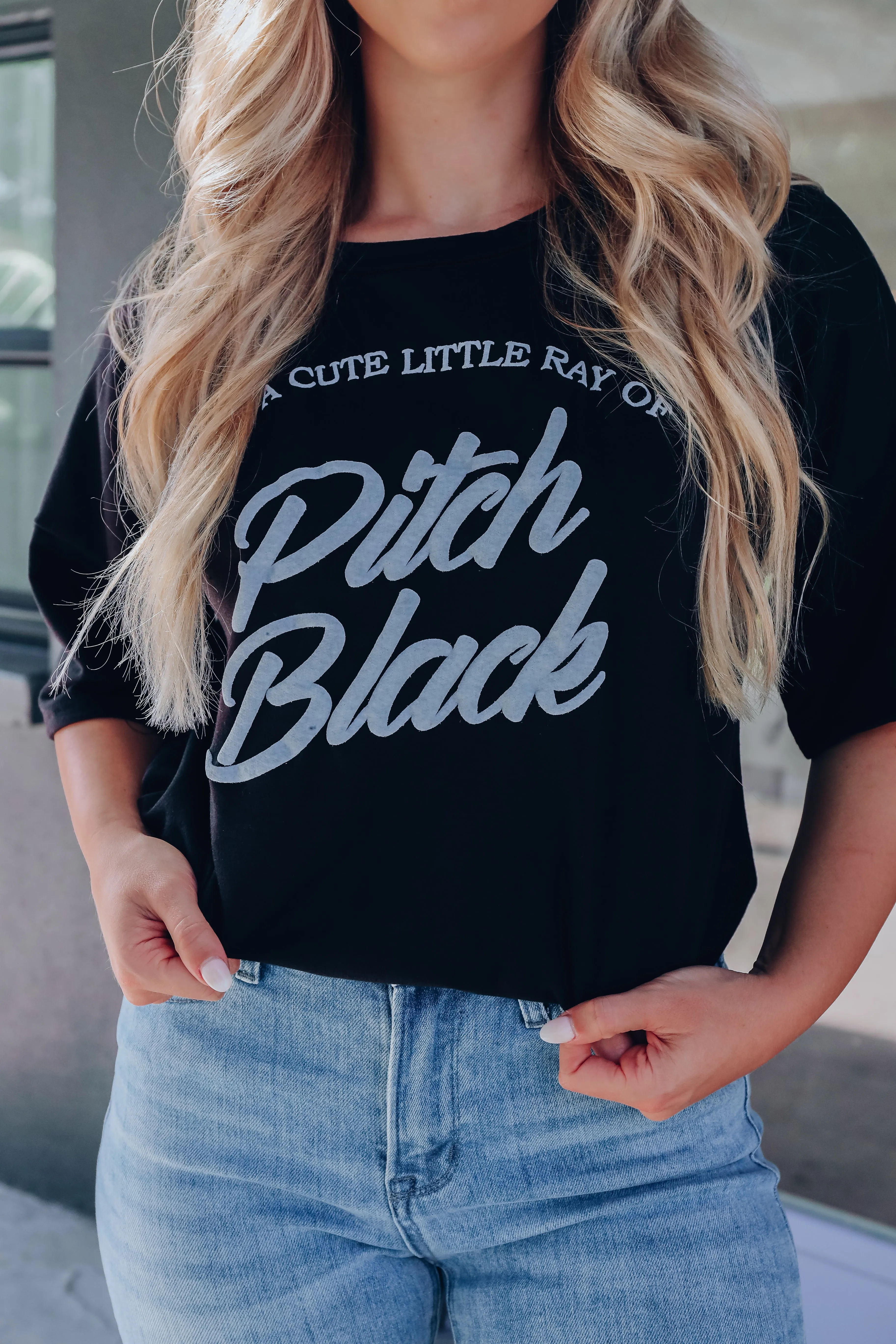 "I'm A Cute Little Ray Of Pitch Black" Graphic Tee