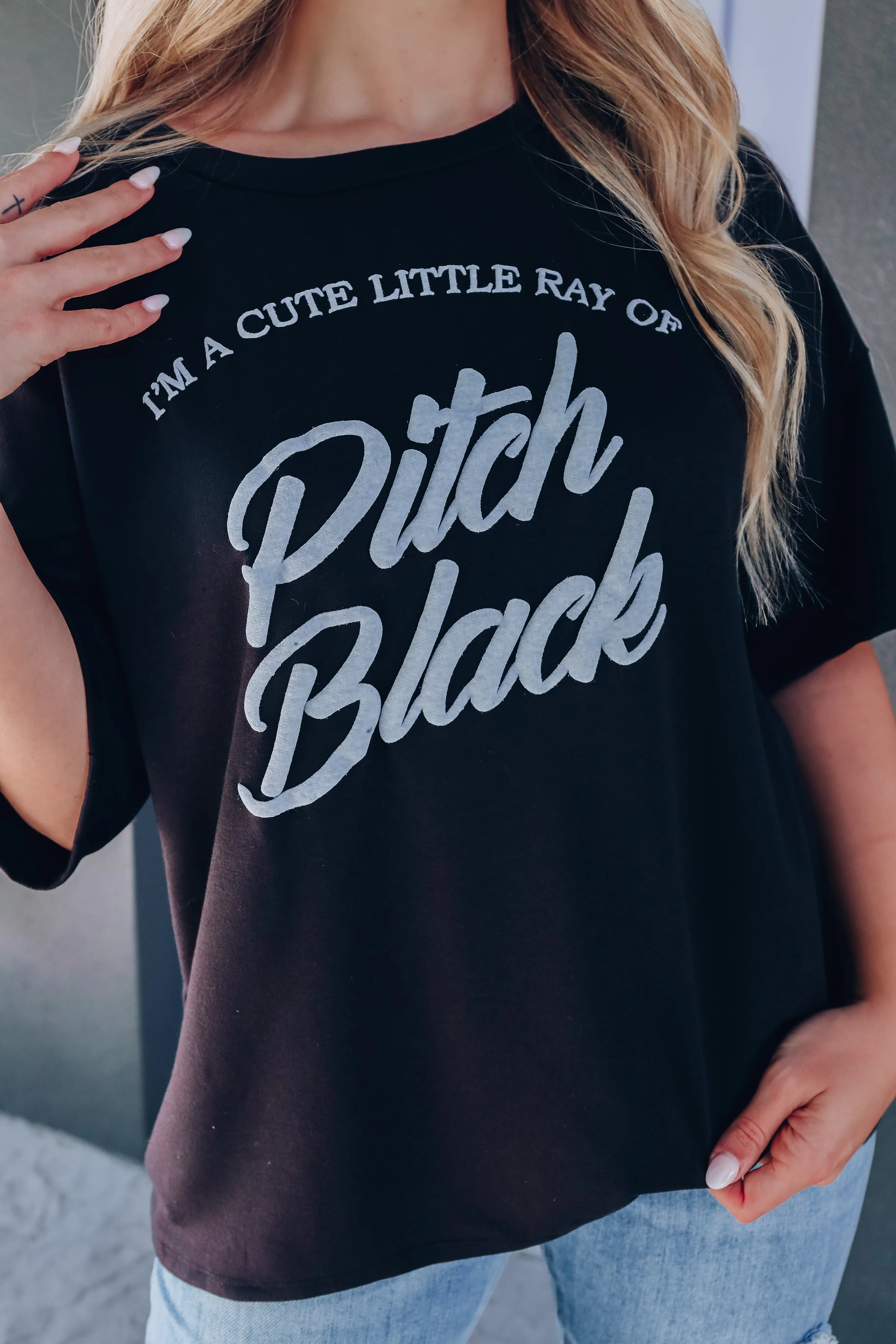 "I'm A Cute Little Ray Of Pitch Black" Graphic Tee