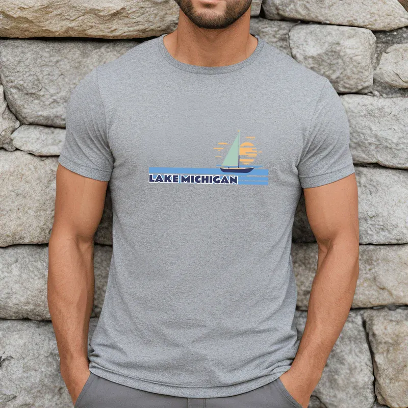 "Lake Michigan" Men's Crew T-Shirt