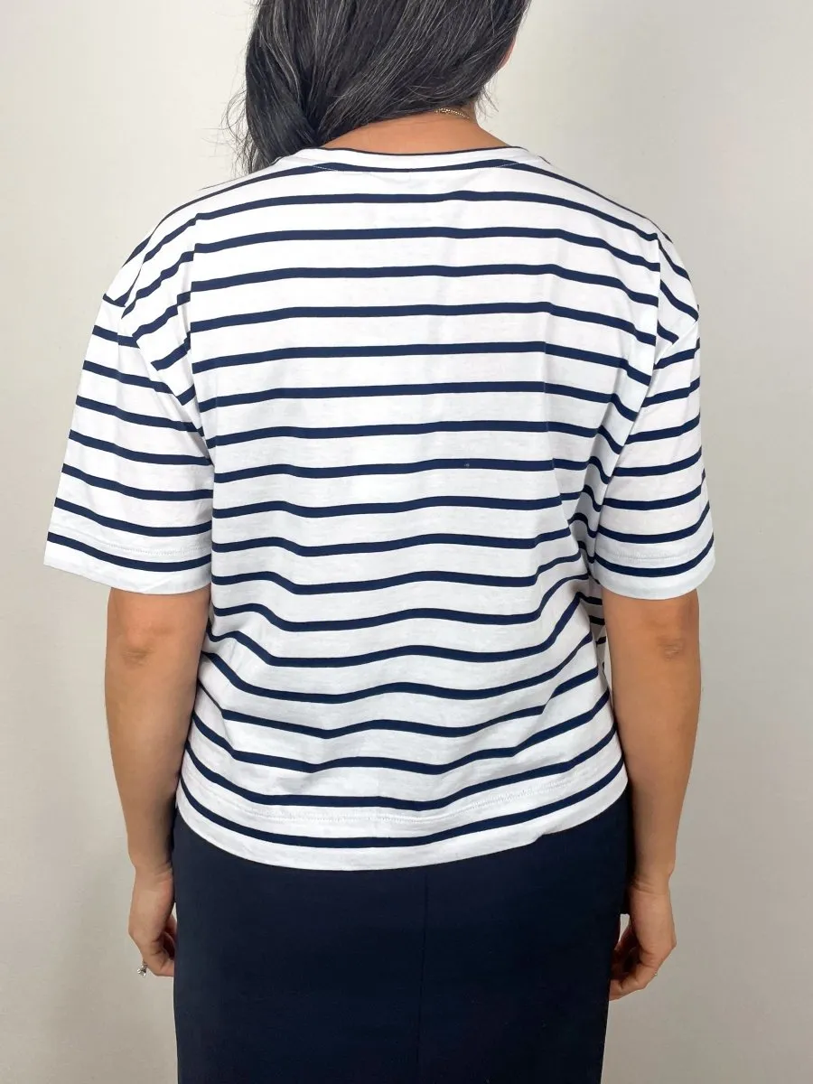 Rd Shirt in White/Navy Stripe