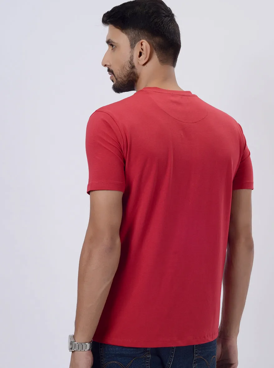 Red Printed Slim Fit T-Shirt | JadeBlue