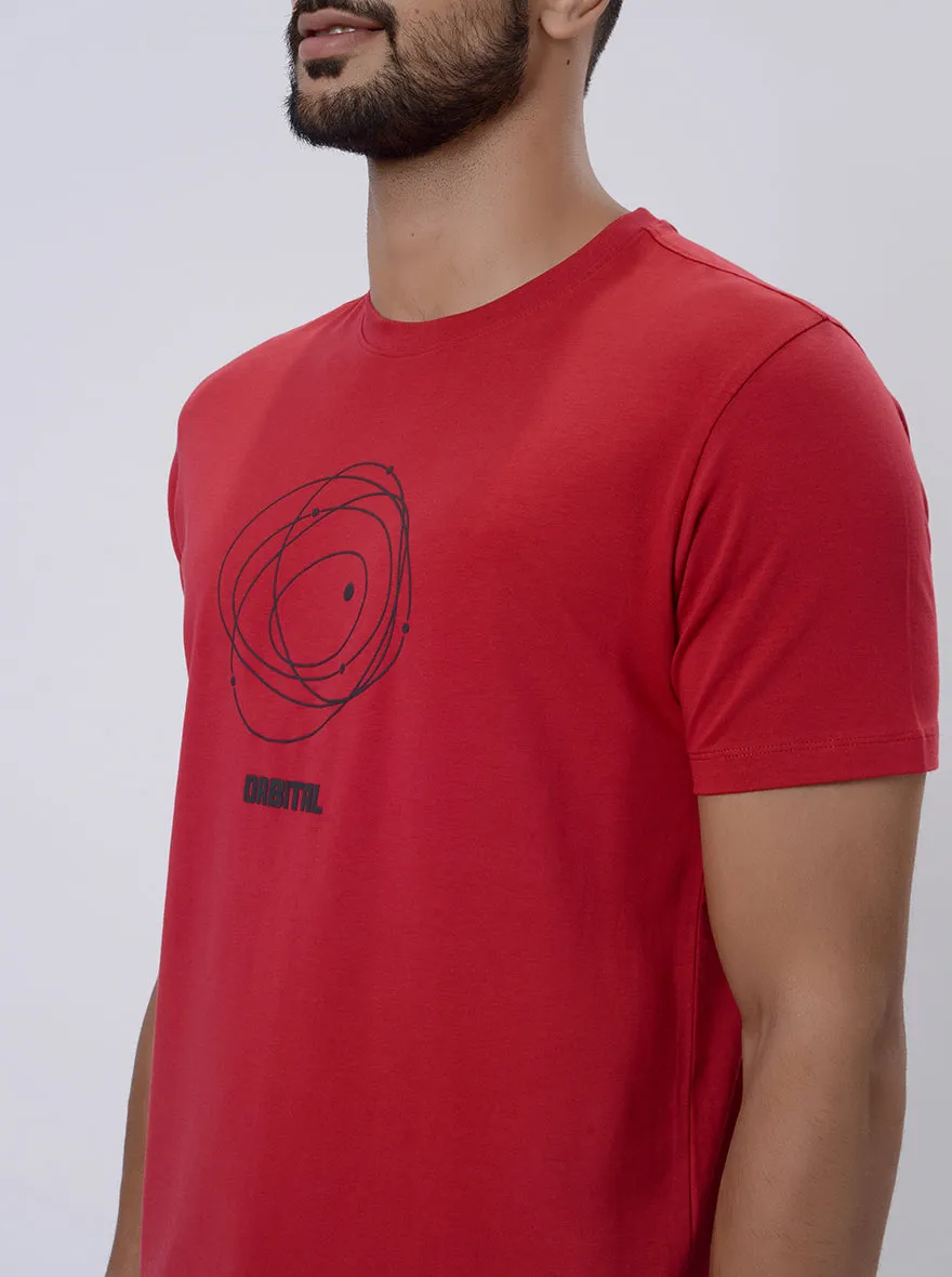 Red Printed Slim Fit T-Shirt | JadeBlue