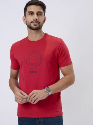 Red Printed Slim Fit T-Shirt | JadeBlue