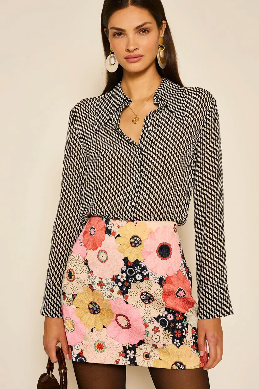 Rixo Minna Skirt - Bloom Wave Cream