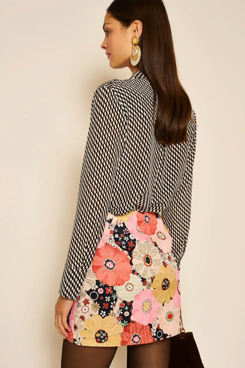 Rixo Minna Skirt - Bloom Wave Cream