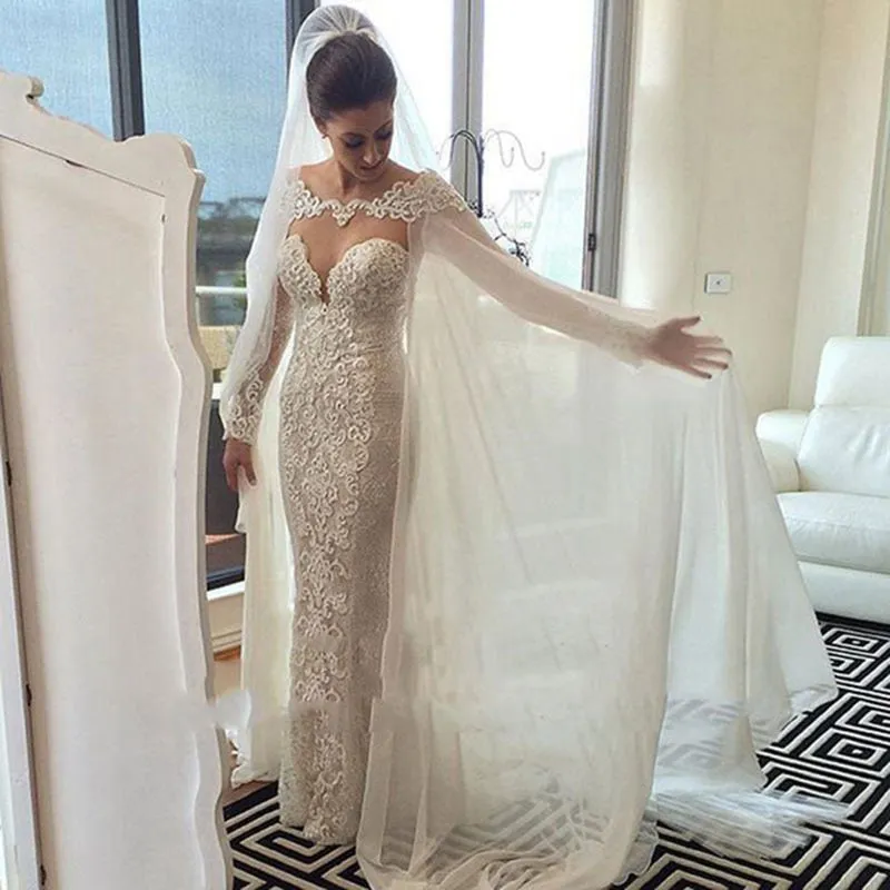 Roycebridal White ivory Wedding Wraps Chiffon Bride Jacket Bridal Cloak Dress's Cape Appliques Hot Sale manto Women Wedding Accessory