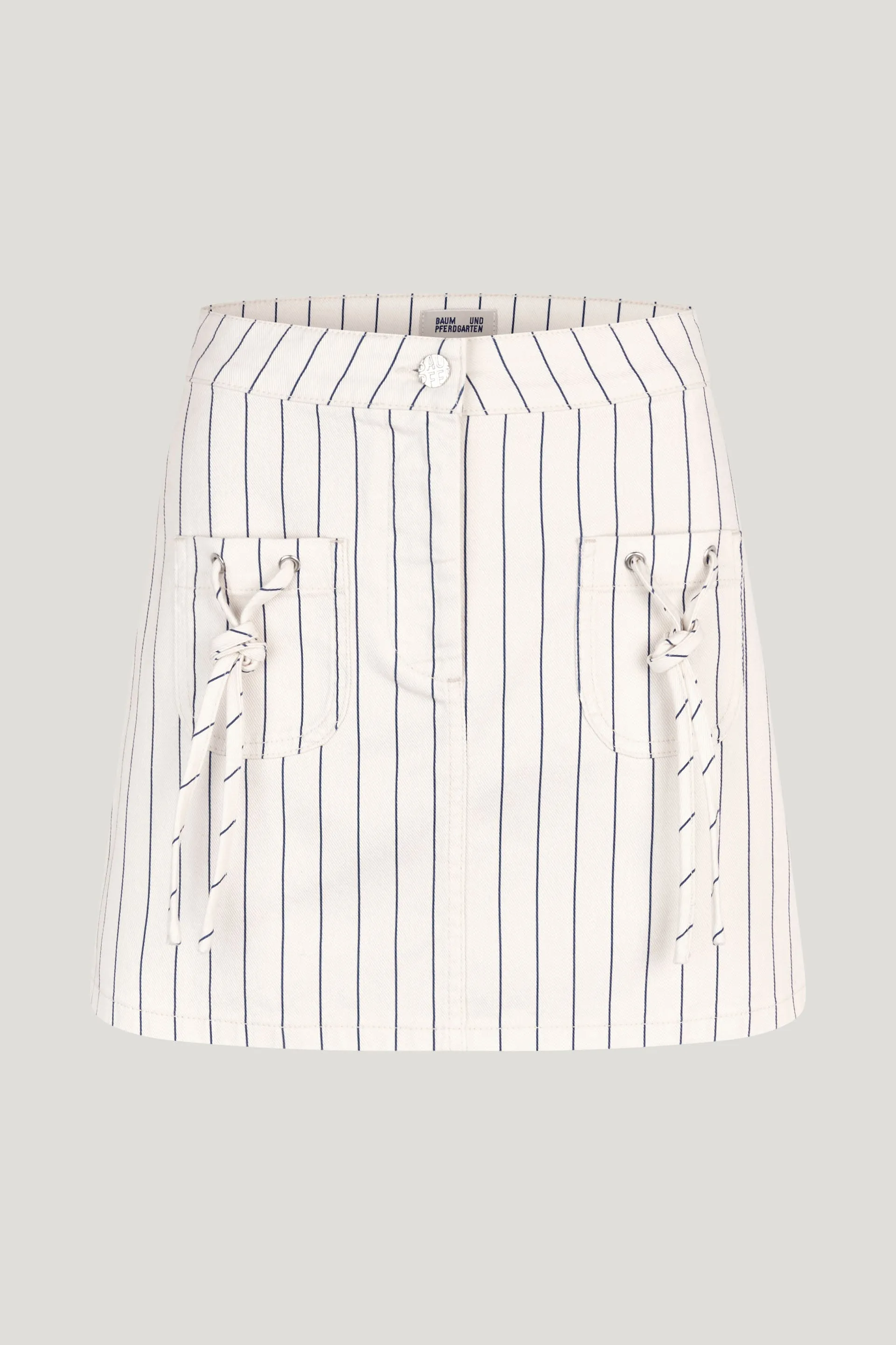 Saima Skirt - White Sand Pinstripe