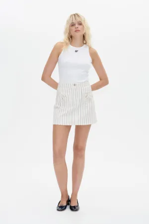 Saima Skirt - White Sand Pinstripe