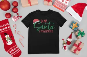 Santa I was Framed Family Black T-shirts