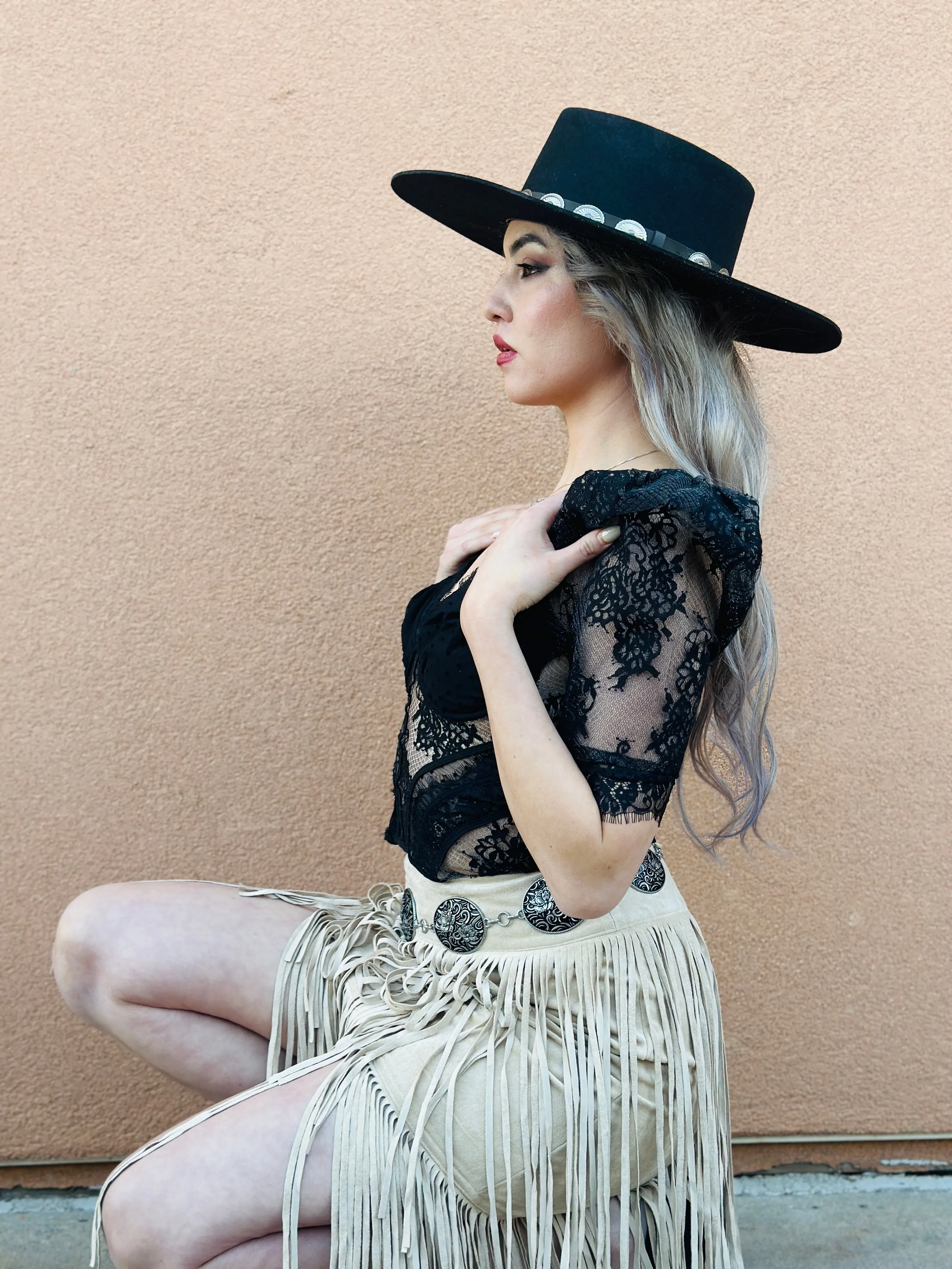 Sarahi Beige Fringe Skirt