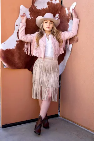 Sarahi Beige Fringe Skirt