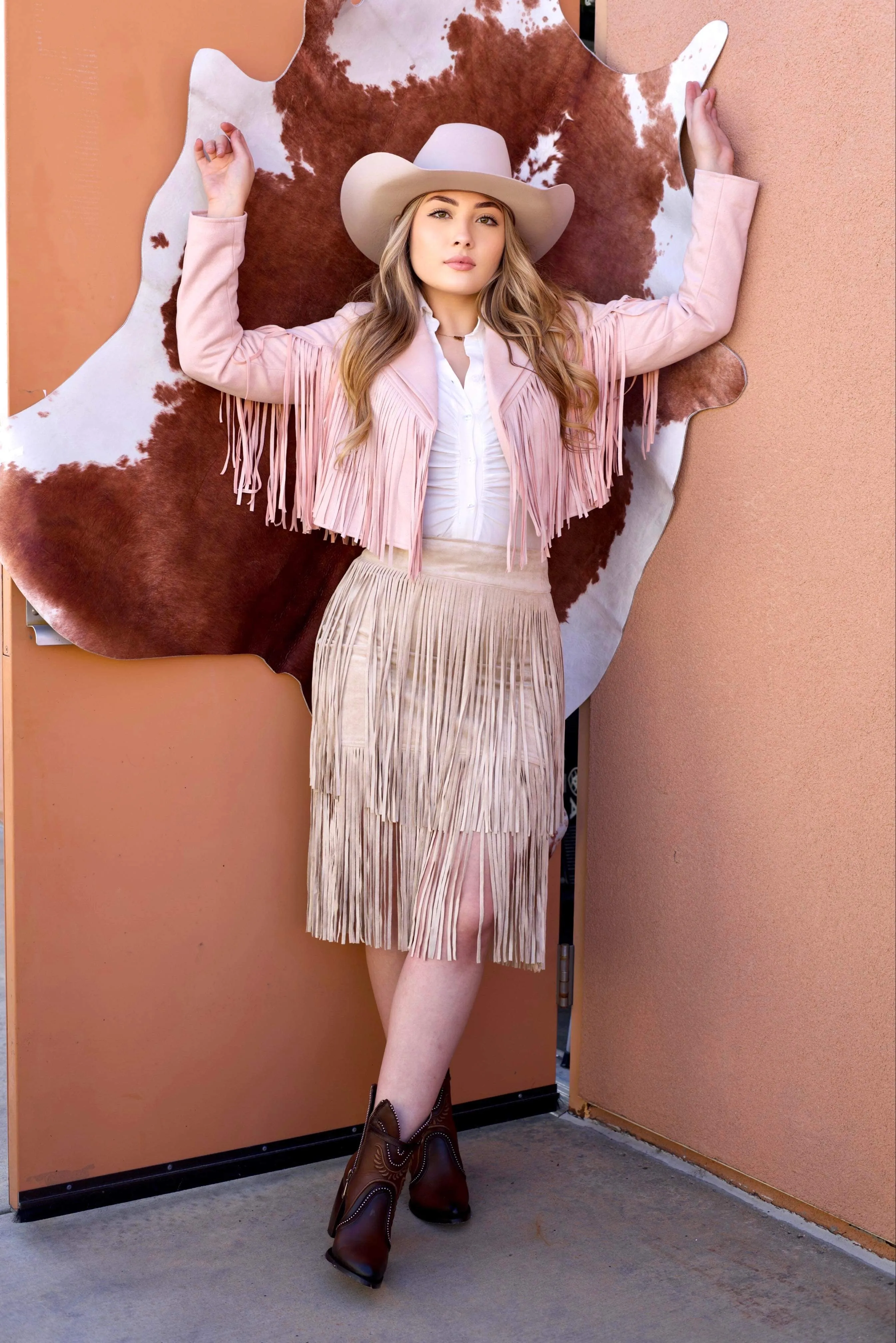 Sarahi Beige Fringe Skirt