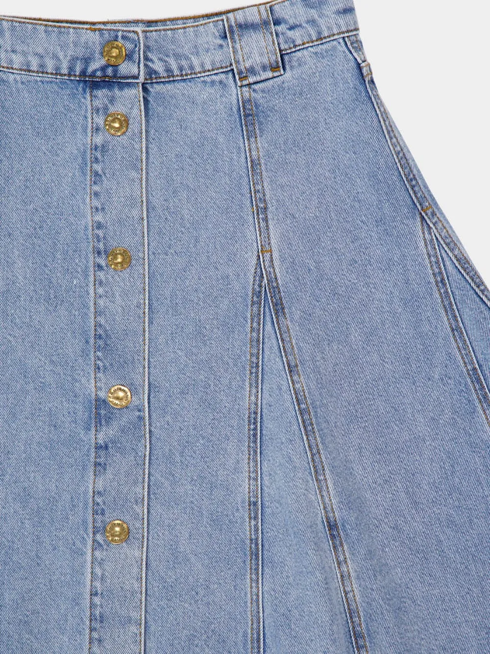 Sea Foam Illuminate Denim Flare Skirt