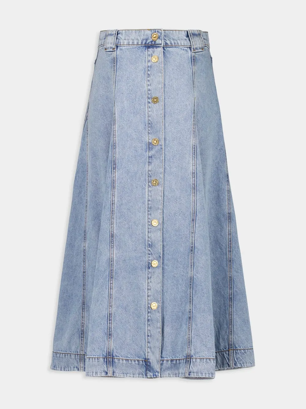 Sea Foam Illuminate Denim Flare Skirt