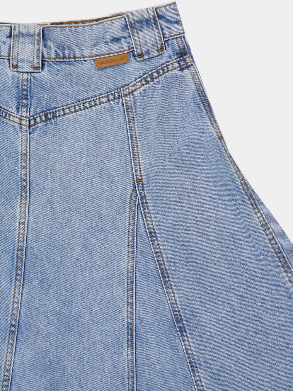 Sea Foam Illuminate Denim Flare Skirt