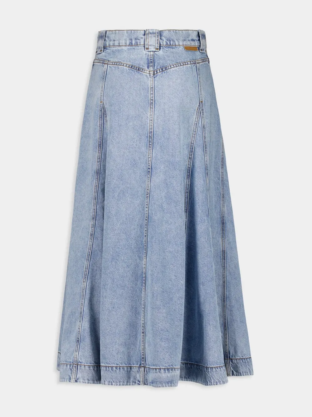 Sea Foam Illuminate Denim Flare Skirt