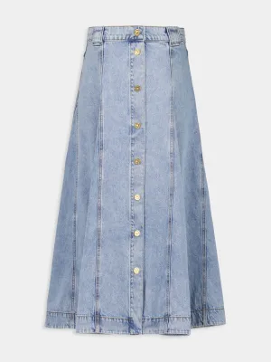 Sea Foam Illuminate Denim Flare Skirt