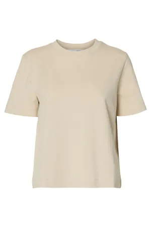 Selected Femme - T-shirt - Oatmeal - Essential Boxy