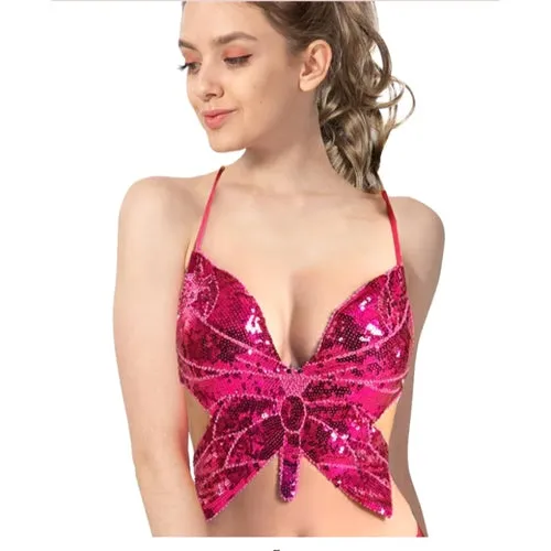 Sequin Butterfly Top - Adult Pink
