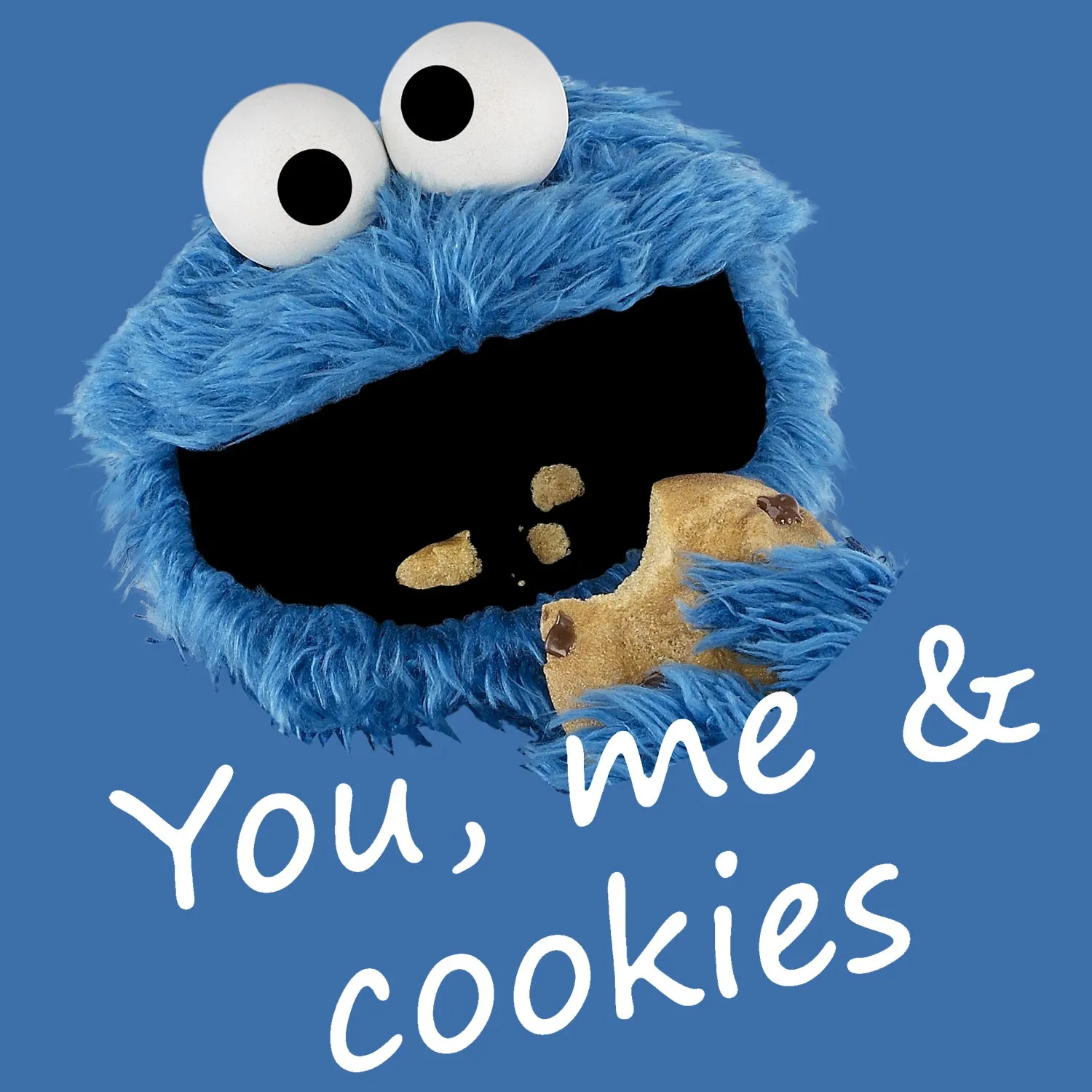 Sesame Street Cookie Monster You & Me Official Men's T-Shirt (Royal Blue)