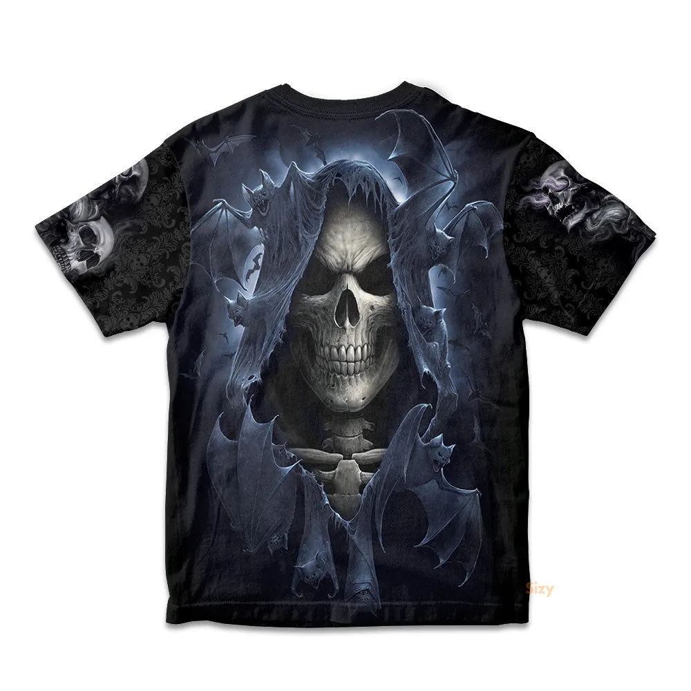 Shadow Bat Grim Reaper Skull 3D Printed Kid Tshirt QT306137Hf
