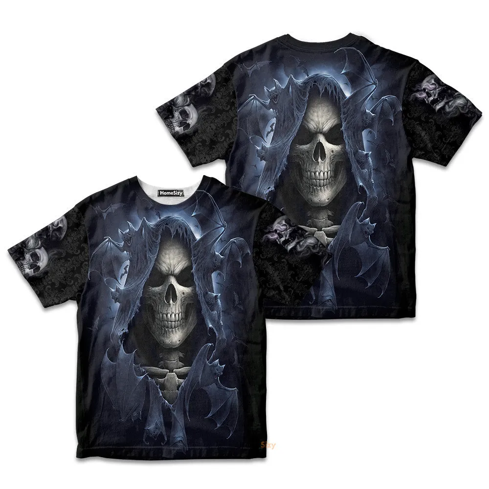 Shadow Bat Grim Reaper Skull 3D Printed Kid Tshirt QT306137Hf