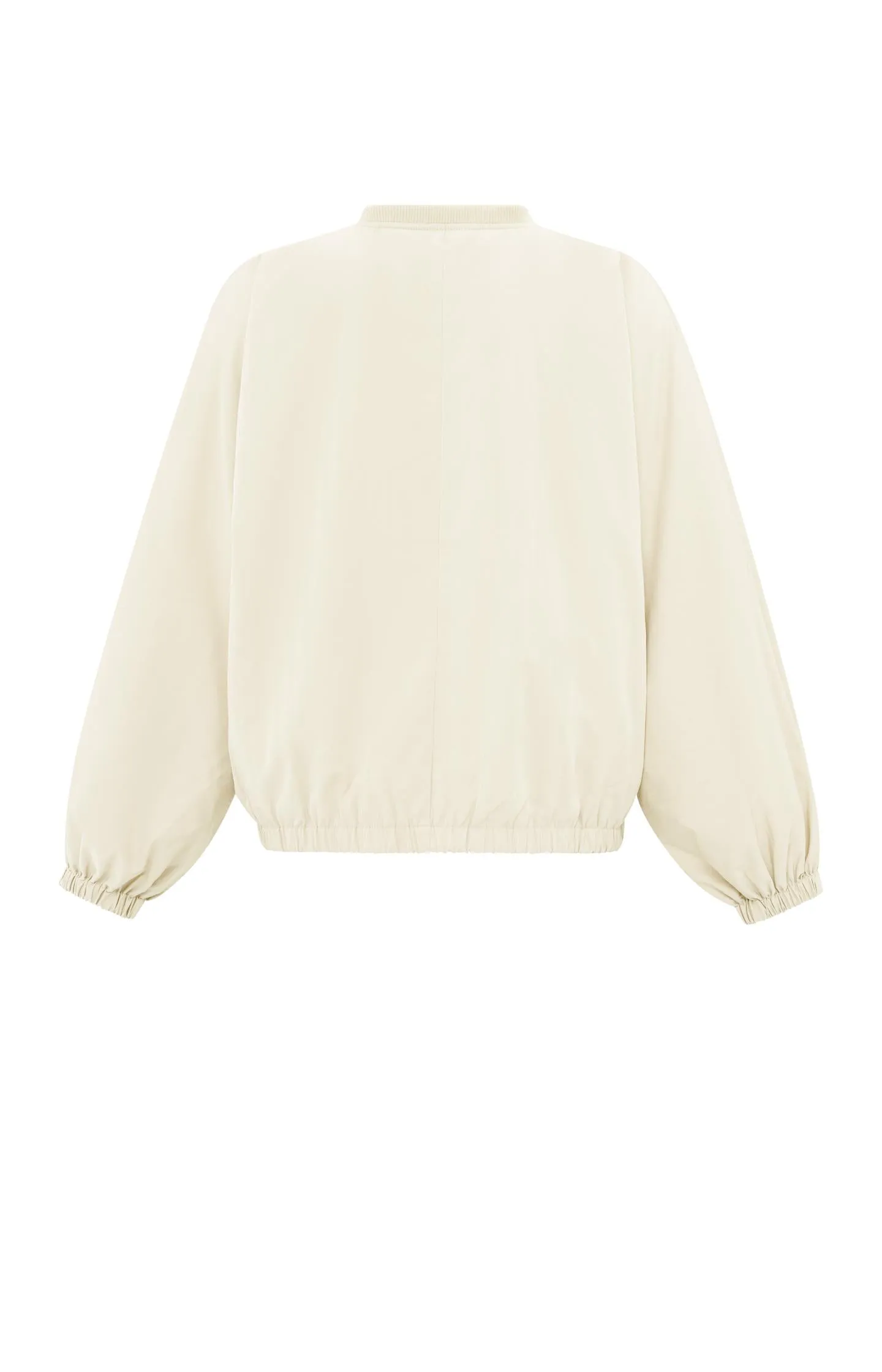 Short nylon bomber jacket with oversized fit