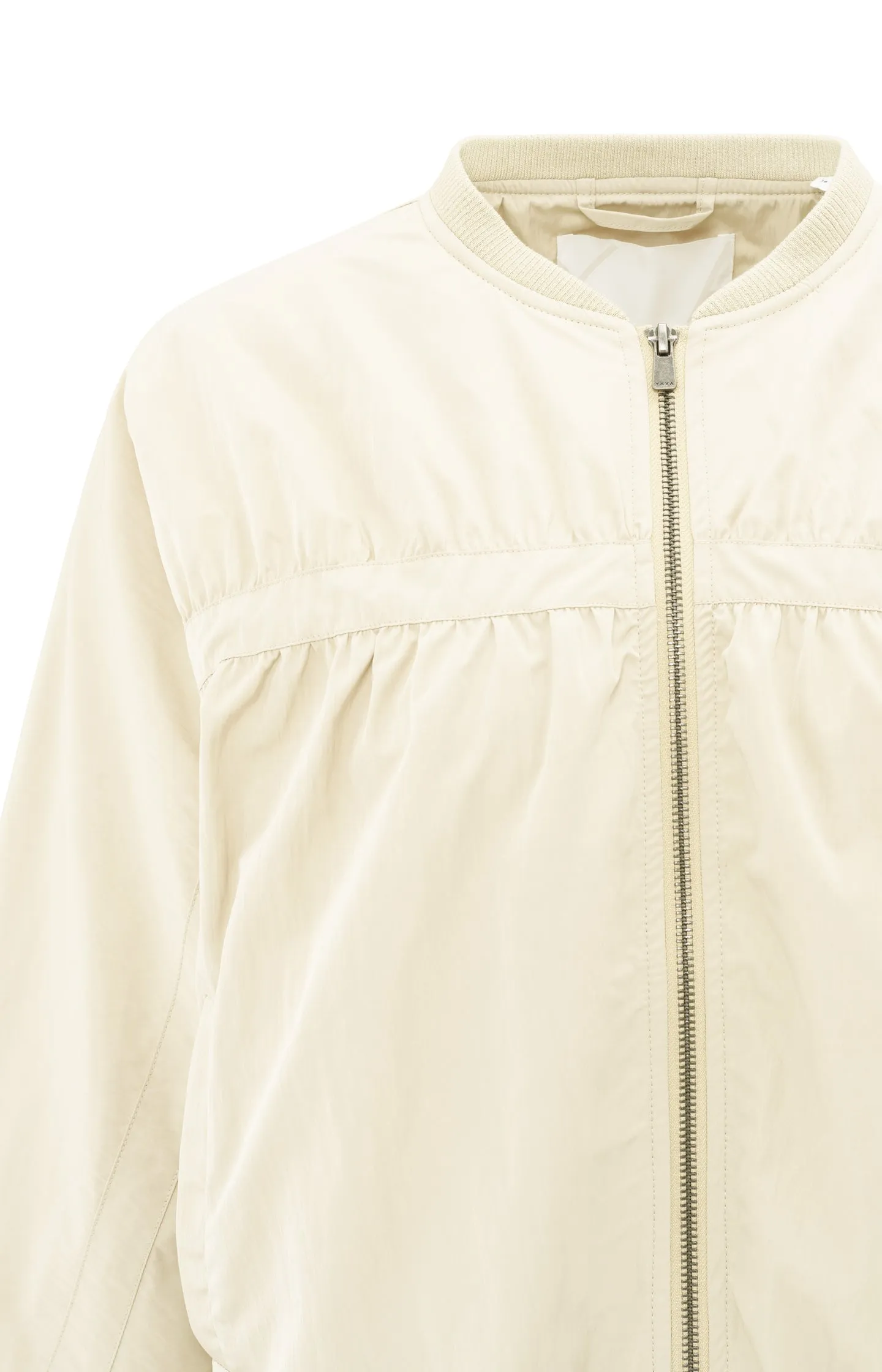 Short nylon bomber jacket with oversized fit