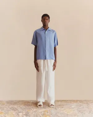 Short Sleeve Linen Shirt Blue