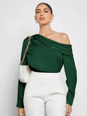 Side Piece Wide Collar Off-Shoulder Top | Poundton