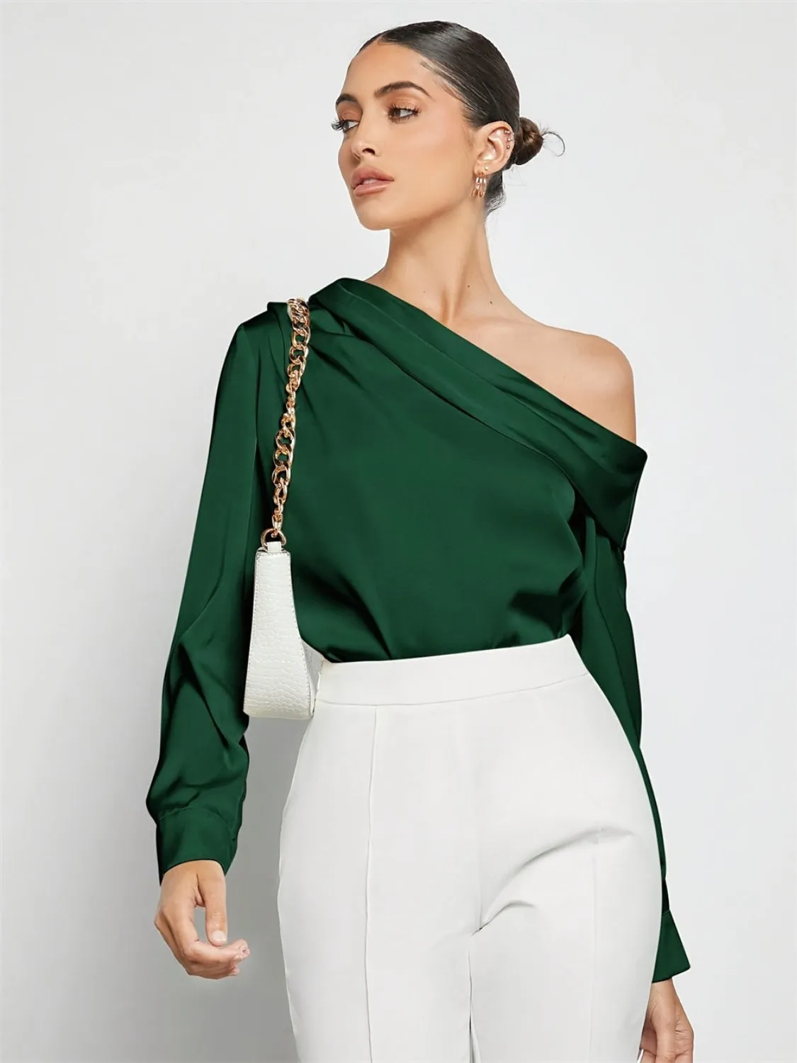 Side Piece Wide Collar Off-Shoulder Top | Poundton