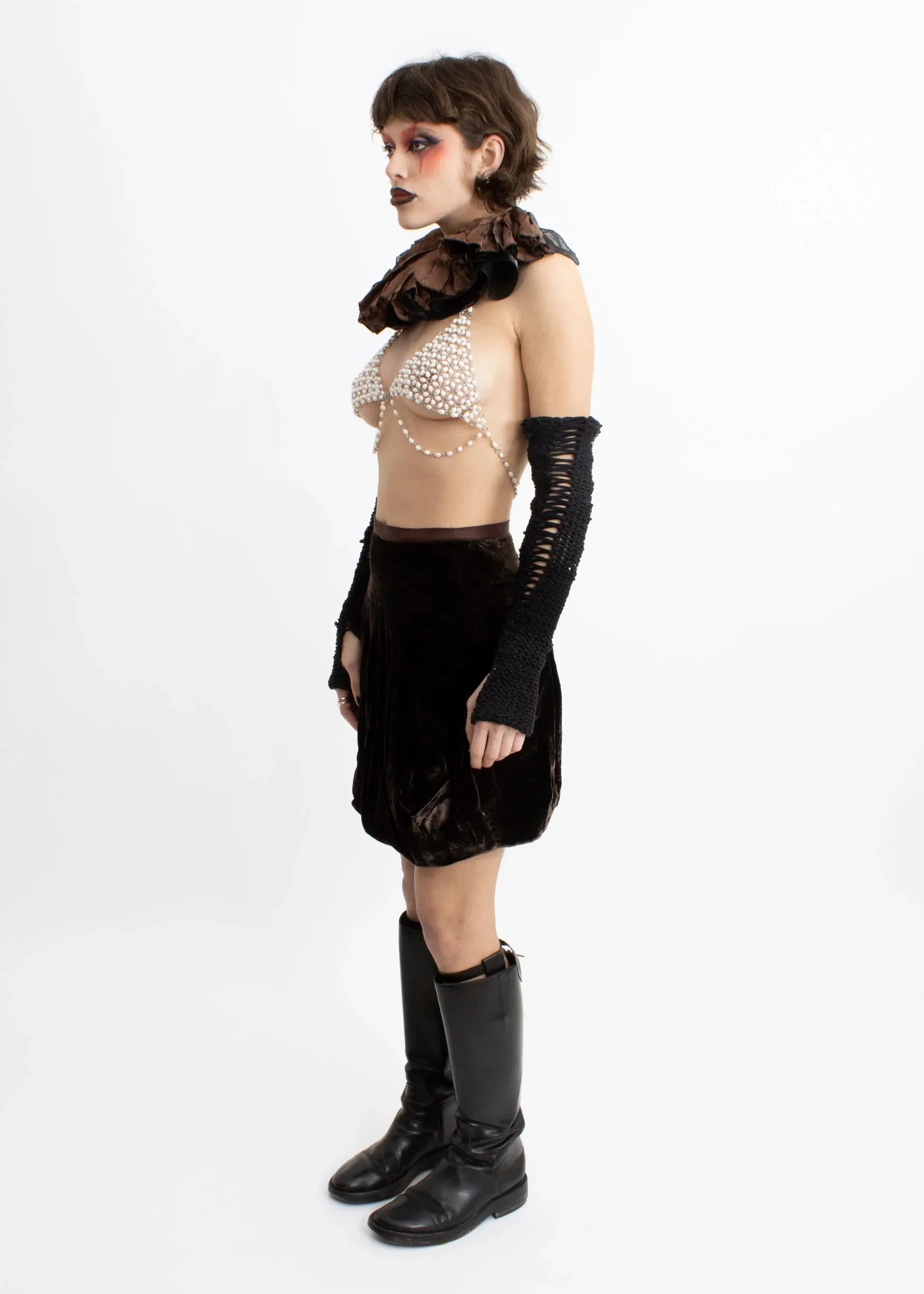 Silk velvet bubble skirt