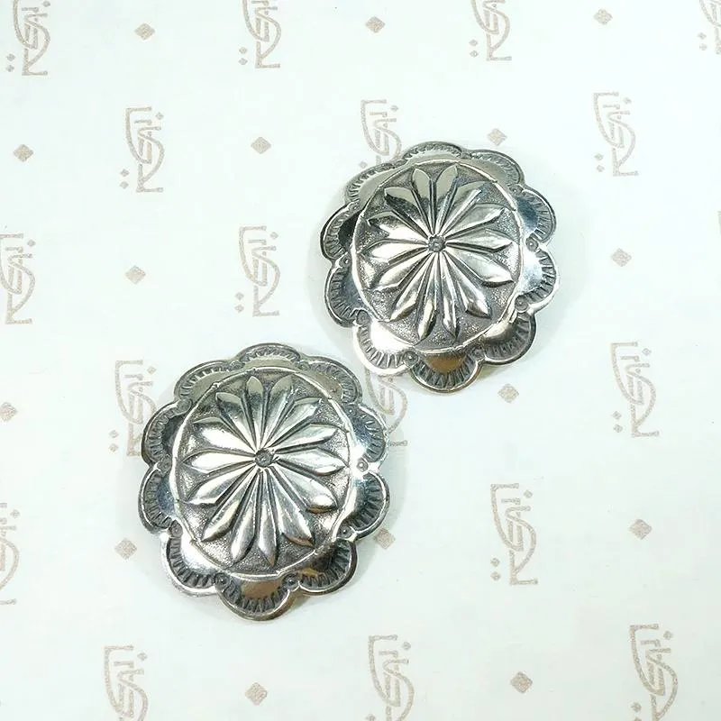Silver Concho Earrings with Rocker Designs