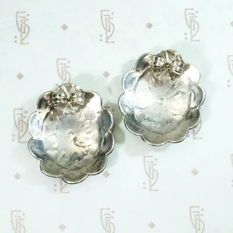 Silver Concho Earrings with Rocker Designs