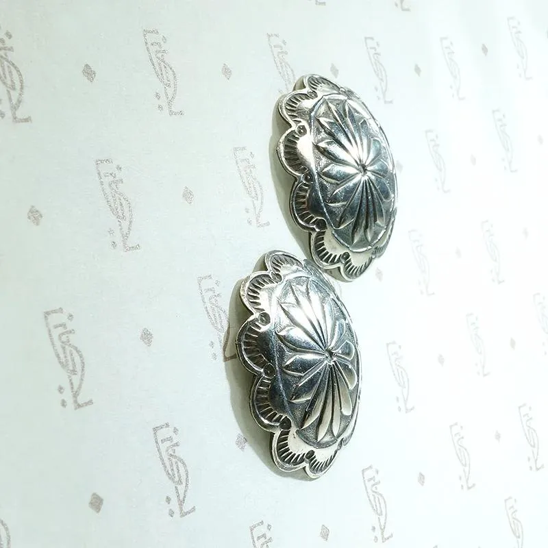 Silver Concho Earrings with Rocker Designs