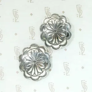 Silver Concho Earrings with Rocker Designs