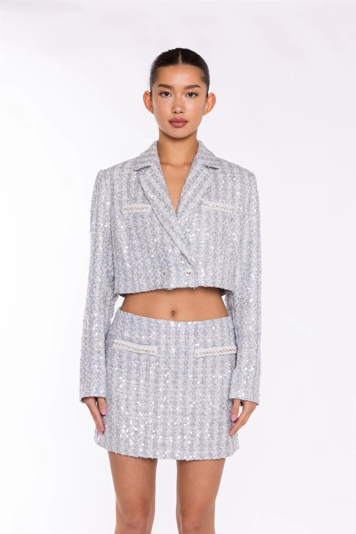 Silver-Tweed Mini-Skirt