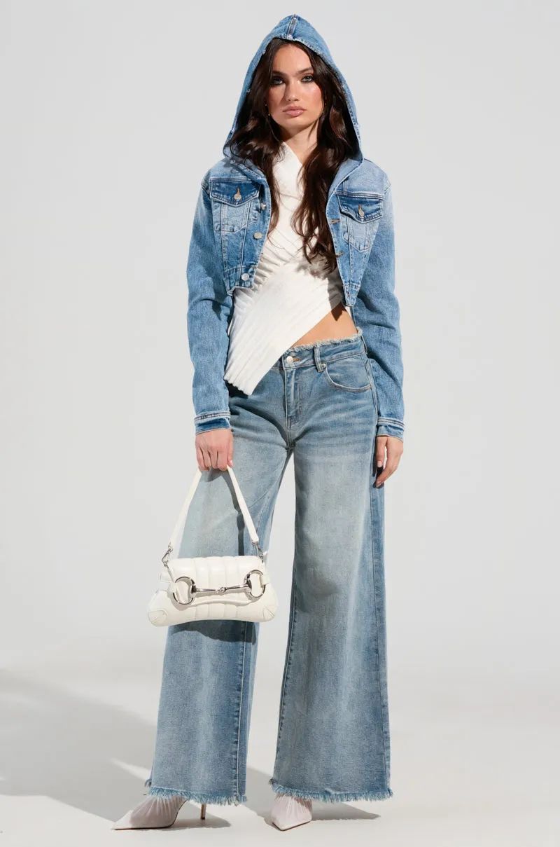 SITTING PRETTY FUR TRIM DENIM JACKET
